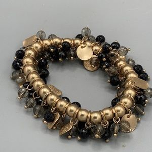 Goldtone and plastic bead elastic bracelet Stretch